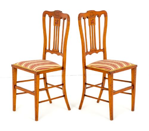 PAIR OF SATINWOOD BEDROOM CHAIRS - ADDITIONAL PHOTO 4