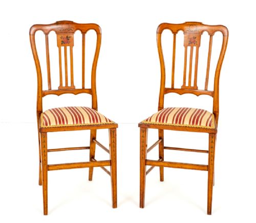 PAIR OF SATINWOOD BEDROOM CHAIRS - ADDITIONAL PHOTO 5