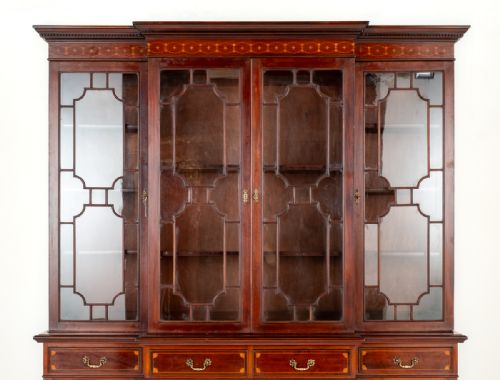 SHERATON REVIVAL LAMB CO MAHOGANY BREAKFRONT BOOKCASE - ADDITIONAL PHOTO 3