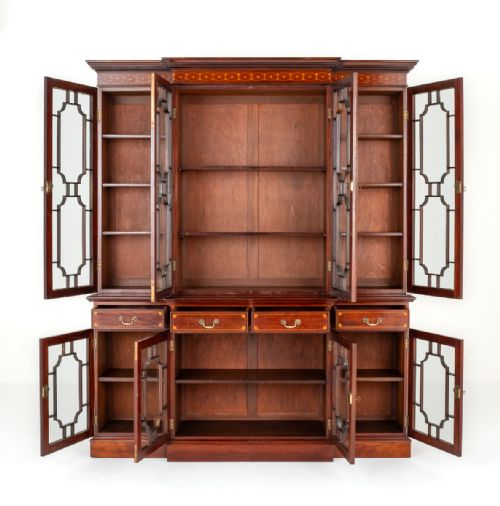 SHERATON REVIVAL LAMB CO MAHOGANY BREAKFRONT BOOKCASE - ADDITIONAL PHOTO 7