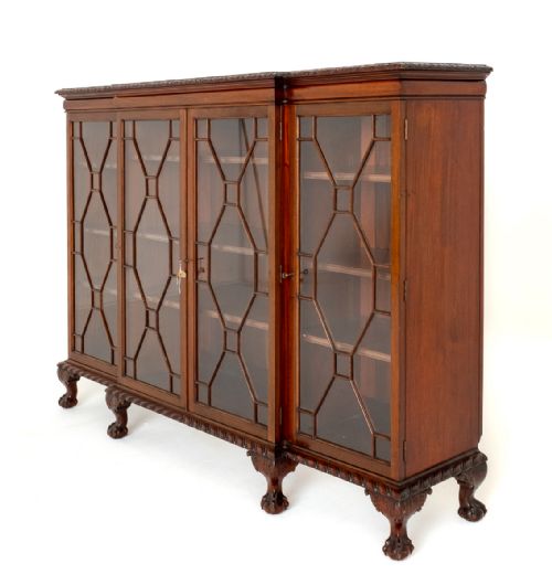 CHIPPENDALE STYLE 4 DOOR BREAKFRONT BOOKCASE - ADDITIONAL PHOTO 4