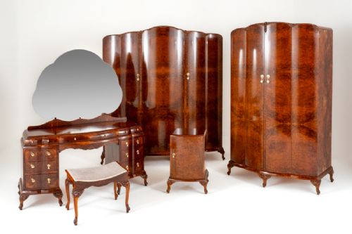 fig 1. Fantastic Art Deco Burr Walnut Bedroom Suite