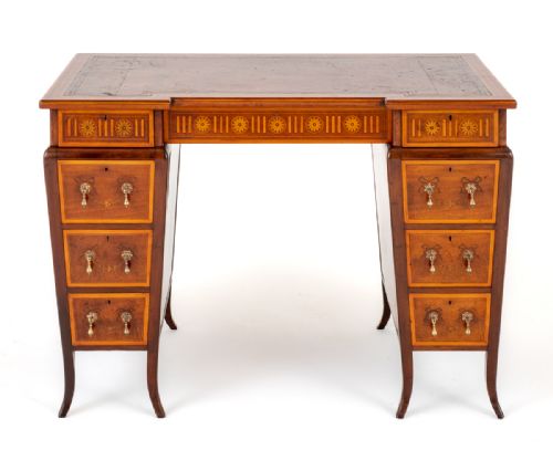 PRETTY MAHOGANY SHERATON REVIVAL PEDESTAL DESK - ADDITIONAL PHOTO 7