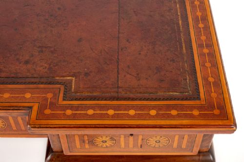 PRETTY MAHOGANY SHERATON REVIVAL PEDESTAL DESK - ADDITIONAL PHOTO 4