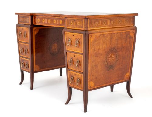 PRETTY MAHOGANY SHERATON REVIVAL PEDESTAL DESK - ADDITIONAL PHOTO 8