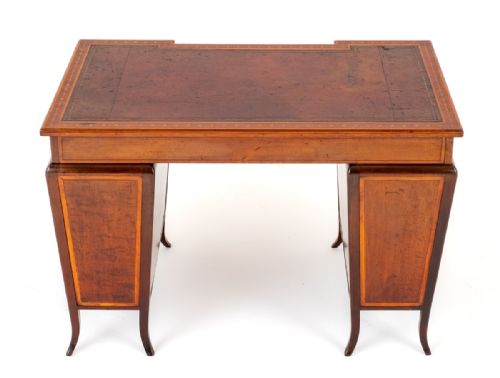 PRETTY MAHOGANY SHERATON REVIVAL PEDESTAL DESK - ADDITIONAL PHOTO 9