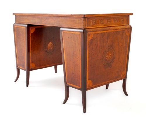 PRETTY MAHOGANY SHERATON REVIVAL PEDESTAL DESK - ADDITIONAL PHOTO 11
