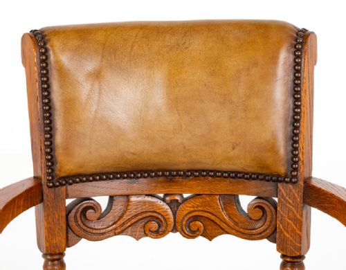 fig 1. Victorian Oak and Leather Desk Chair
