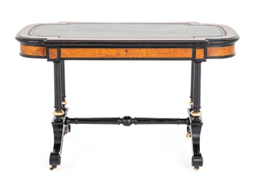 fig 1. Quality Burr Walnut and Ebonised Writing Table