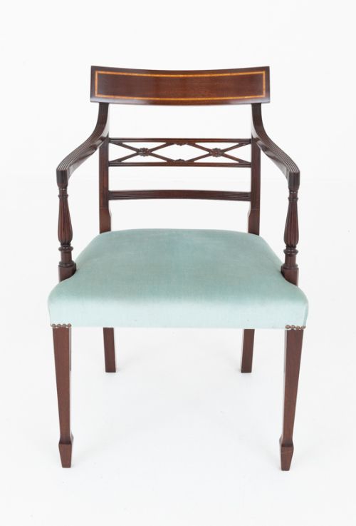 fig 1. Set of 8 (6 + 2) Mahogany Sheraton Revival Dining Chairs