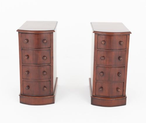 Pair of Victorian Mahogany Bow Fronted Bedside Cabinets