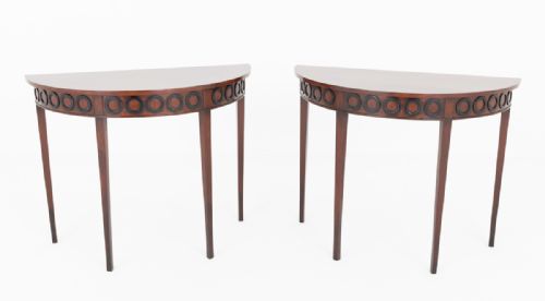 Pair of Georgian Mahogany Demi Lune Console Tables