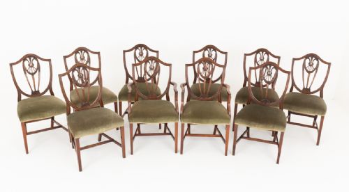 Set of 10 8 + 2 Mahogany Prince of Wales Style Dining Chairs