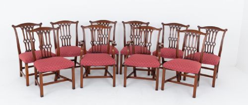 fig 1. Set of 10 Mahogany Chippendale revival Chairs