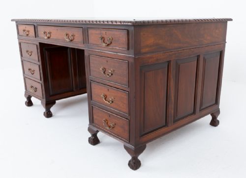 fig 1. Chippendale Style Mahogany Pedestal Desk