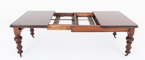 VICTORIAN MAHOGANY 2 LEAF EXTENDING DINING TABLE - ADDITIONAL PHOTO 3