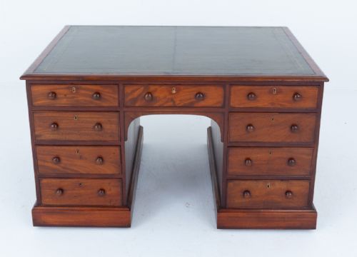 VICTORIAN MAHOGANY 18 DRAWER PARTNERS DESK - ADDITIONAL PHOTO 1
