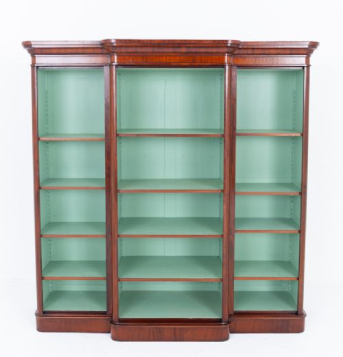 fig 1. Large Victorian Mahogany Breakfront Open Bookcase