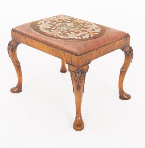 Walnut Queen Anne Style Stool