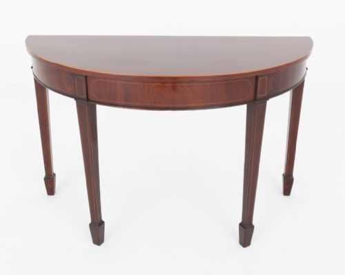 MAHOGANY SHERATON STYLE DEMI LUNE TABLE - ADDITIONAL PHOTO 4