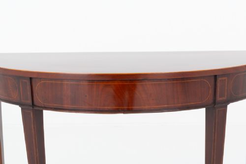 MAHOGANY SHERATON STYLE DEMI LUNE TABLE - ADDITIONAL PHOTO 2