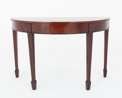 MAHOGANY SHERATON STYLE DEMI LUNE TABLE - ADDITIONAL PHOTO 5