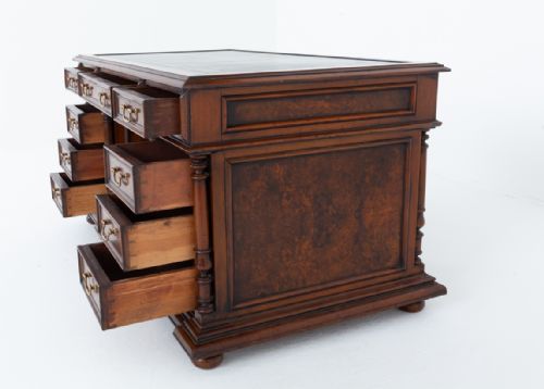 fig 1. French Burr Walnut Pedestal Desk