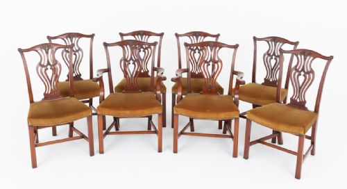 Set of 8 Mahogany Hepplewhite Style Dining Chairs