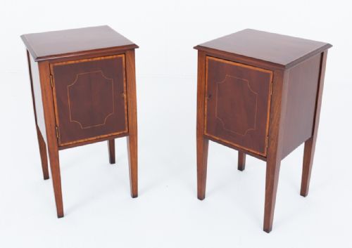 PAIR OF SHERATON REVIVAL MAHOGANY BEDSIDE CABINETS - ADDITIONAL PHOTO 2