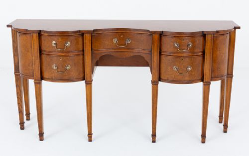 GEORGIAN STYLE FIGURED OAK SHAPED SIDEBOARD - ADDITIONAL PHOTO 3