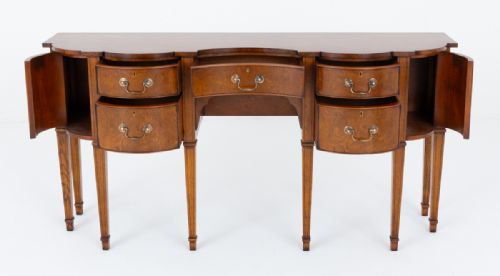 GEORGIAN STYLE FIGURED OAK SHAPED SIDEBOARD - ADDITIONAL PHOTO 1