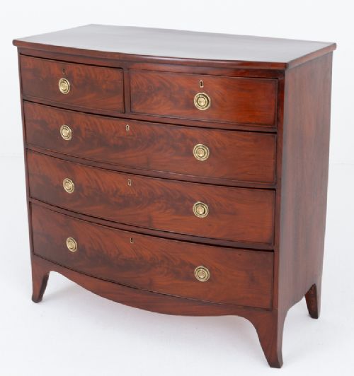 fig 1. Regency Mahogany Bow Chest of Drawers