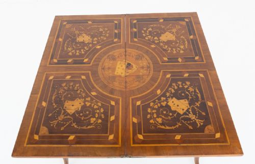AMAZING FRENCH WALNUT INLAID GAMES TABLE - ADDITIONAL PHOTO 6