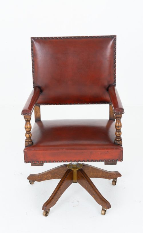 fig 1. Good Quality Oak and Leather Office Chair