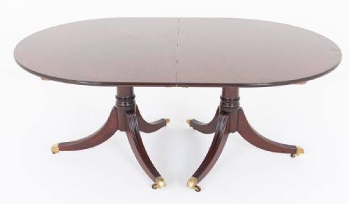 REGENCY STYLE MAHOGANY 2 PEDESTAL DINING TABLE - ADDITIONAL PHOTO 5