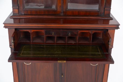 VICTORIAN MAHOGANY GLAZED SECRETAIRE BOOKCASE - ADDITIONAL PHOTO 6