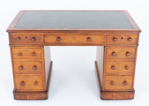 fig 1. Victorian Oak Pedestal Desk