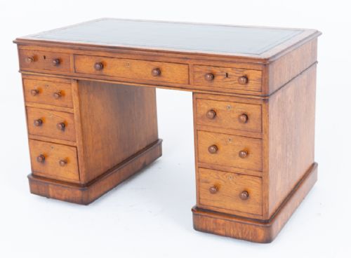 Victorian Oak Pedestal Desk