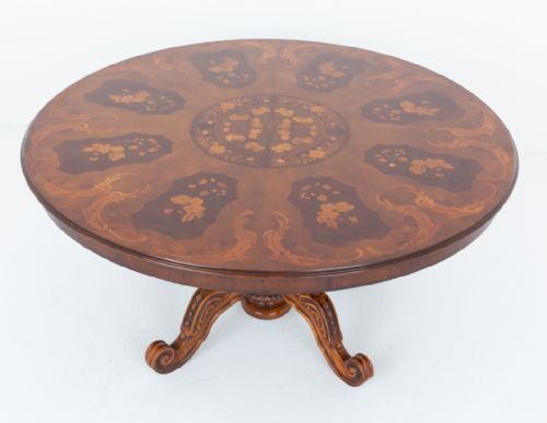 VICTORIAN STYLE WALNUT AND MARQUETRY CENTRE TABLE