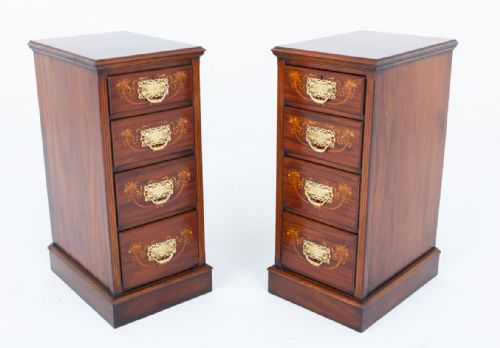 PAIR OF MAHOGANY INLAID CHEST OF DRAWERS - ADDITIONAL PHOTO 4