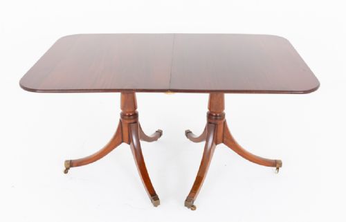MAHOGANY REGENCY REVIVAL 2 PEDESTAL DINING TABLE - ADDITIONAL PHOTO 3