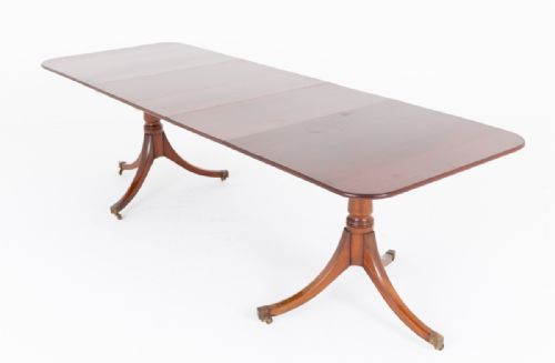 MAHOGANY REGENCY REVIVAL 2 PEDESTAL DINING TABLE - ADDITIONAL PHOTO 4