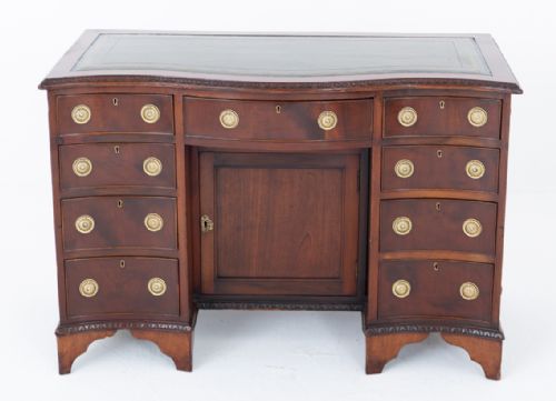 MAHOGANY SERPENTINE KNEEHOLE DESK - ADDITIONAL PHOTO 6