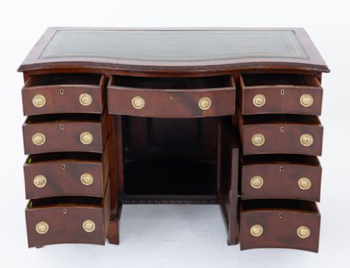 MAHOGANY SERPENTINE KNEEHOLE DESK - ADDITIONAL PHOTO 5