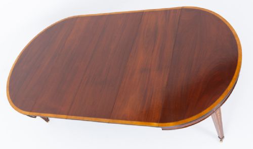 SHERATON REVIVAL INLAID MAHOGANY EXTENDING DINING TABLE - ADDITIONAL PHOTO 7