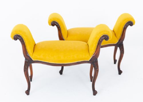 PAIR OF HEPPLEWHITE STYLE MAHOGANY WINDOW SEATS - ADDITIONAL PHOTO 4