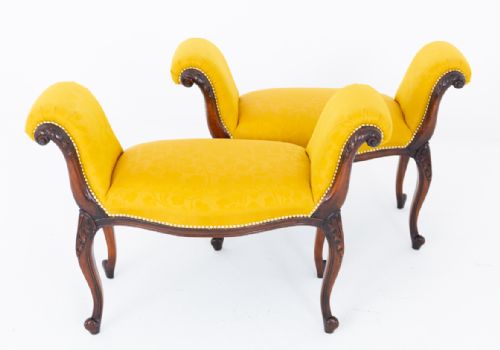 PAIR OF HEPPLEWHITE STYLE MAHOGANY WINDOW SEATS - ADDITIONAL PHOTO 5