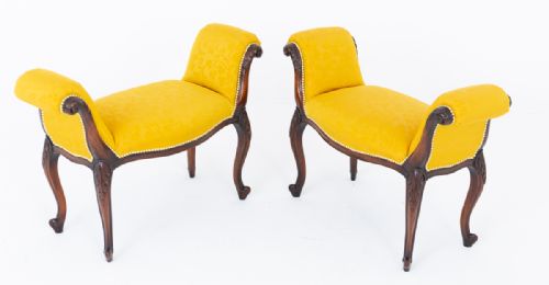 PAIR OF HEPPLEWHITE STYLE MAHOGANY WINDOW SEATS - ADDITIONAL PHOTO 6