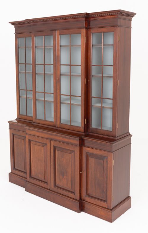 Georgian Revival Mahogany Breakfront Bookcase
