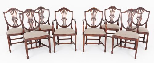 SET OF 8 6 2 MAHOGANY SHIELD BACK DINING CHAIRS